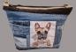 Preview: große Handtasche Upcycling Jeanstasche franz. Bulldogge