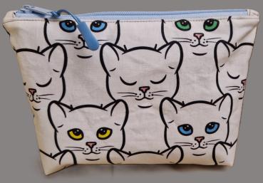 Kosmetiktasche Täschchen Katzen Katzenköpfe