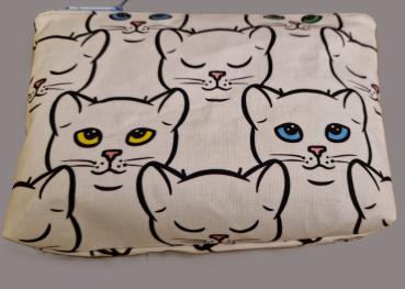 Kosmetiktasche Täschchen Katzen Katzenköpfe