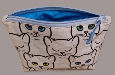 Kosmetiktasche Täschchen Katzen Katzenköpfe