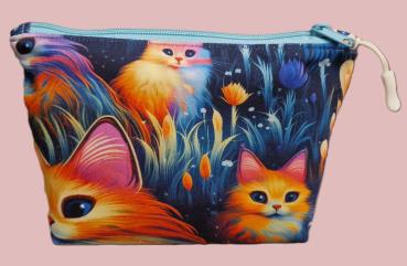 Kosmetiktasche Täschchen Katzen bunt