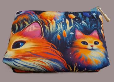 Kosmetiktasche Täschchen Katzen bunt