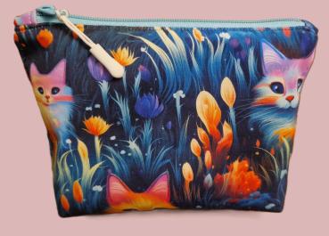 Kosmetiktasche Täschchen Katzen bunt