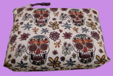 Kosmetiktasche Täschchen Velours mexikanische Totenköpfe