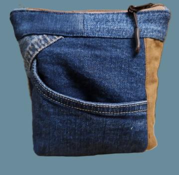 Kosmetiktasche Täschchen  Jeans Upcycling Gobelin Pferd