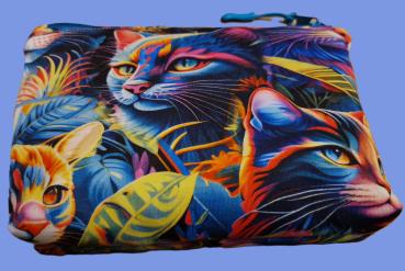 Kosmetiktasche Tasche Medikamente Stifte Krimskrams Katzen bunt