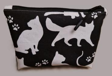 Kosmetiktasche Täschchen Baumwolle weiße Katzen