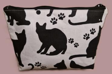 Kosmetiktasche Täschchen Baumwolle schwarze Katzen