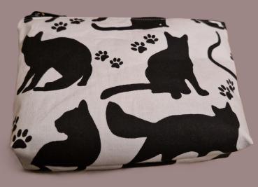 Kosmetiktasche Täschchen Baumwolle schwarze Katzen