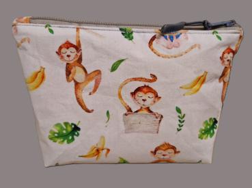 Kosmetiktasche Täschchen Baumwolle lustige Affen