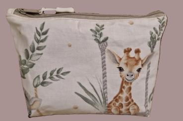 Kosmetiktasche Täschchen Baumwolle  Giraffe Elefant