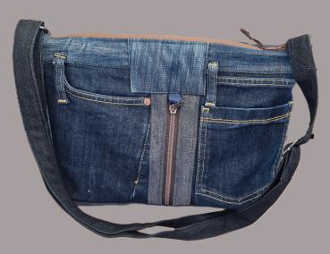 Große Handtasche Patchwork Jeans Upcycling Jeanstasche