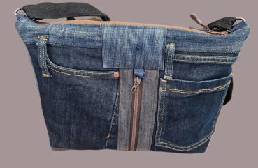 Große Handtasche Patchwork Jeans Upcycling Jeanstasche