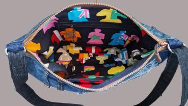 Große Handtasche Patchwork Jeans Upcycling Jeanstasche