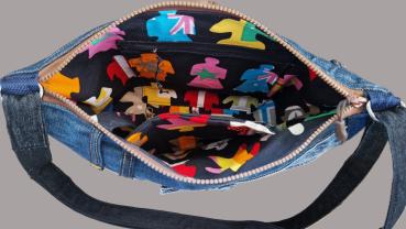 Große Handtasche Patchwork Jeans Upcycling Jeanstasche