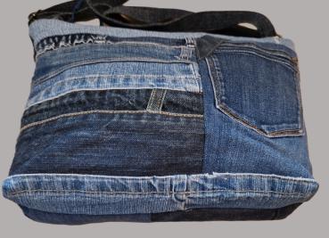 große Handtasche Patchwork Upcycling Jeanstasche klassisch