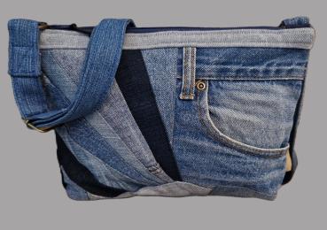 mittlere Handtasche Patchwork Upcycling Jeanstasche klassisch