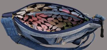 mittlere Handtasche Patchwork Upcycling Jeanstasche klassisch