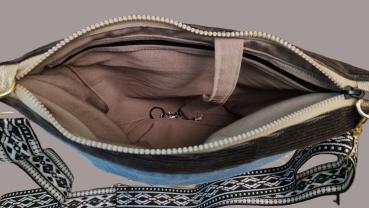 große Handtasche Upcycling Jeanstasche franz. Bulldogge
