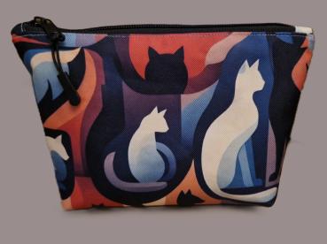 Kosmetiktasche Allzwecktäschchen wasserabweisend Katzen abstrakt