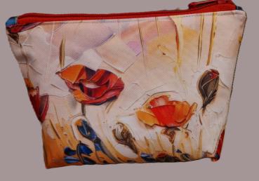 Kosmetiktasche  Allzwecktäschchen wasserabweisend Tulpen wie Öl gemalt