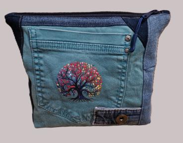 mittlere Kosmetiktasche Allzwecktasche Jeans Upcycling