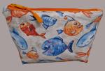 Kosmetiktasche Täschchen Baumwolle Webware Unterwasser Fische