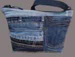 große Handtasche Patchwork Upcycling Jeanstasche klassisch
